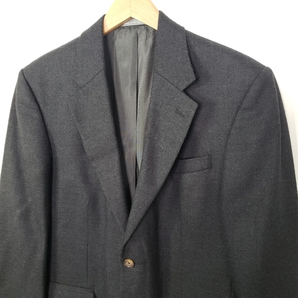 Oscar de la Renta wool blazer suit sport jacket dark charcoal gray size 41R